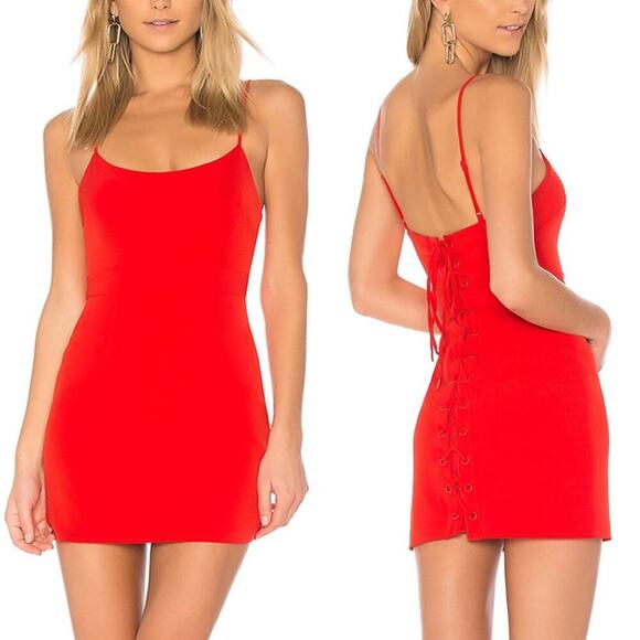 NBD Revolve Gracey Lace Back Mini Dress in Red Size M - Picture 1 of 6